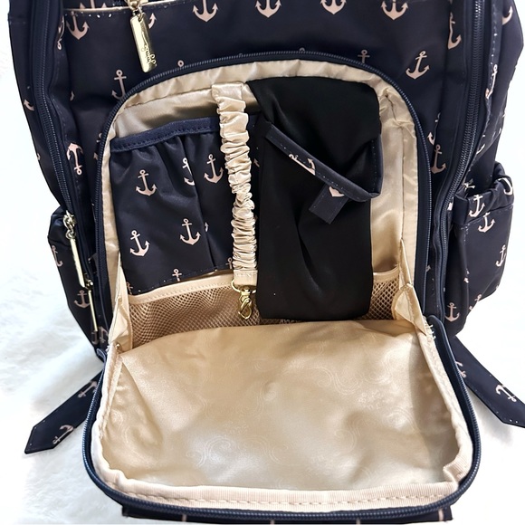 JuJuBee Legacy Nautical Backpack Diaper bag the Admiral anchors navy like new - Picture 2 of 9